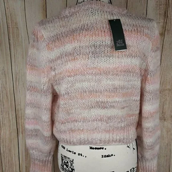 NEW WILD FABLE Women's Striped Knit Cropped Sweater - Picture 2 of 3